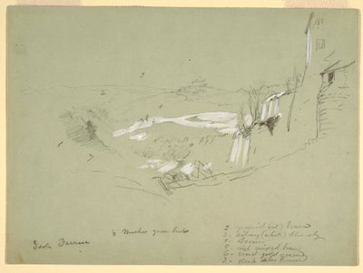 Dessin, Isola Farnese dans la Campagne romaine, Italie, mai 1869 - Frederic Edwin Church
