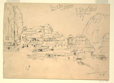 Dessin, Khirbet-en-Nasara, Petra, Jordanie, 26 février 1868 - Frederic Edwin Church