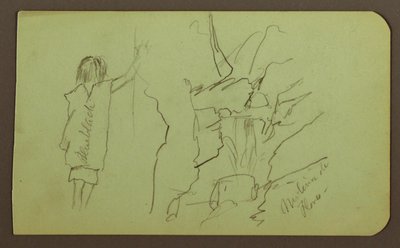 Dessin, paysage, figure ; verso : arbres, pont, plantes, 1883 - Frederic Edwin Church