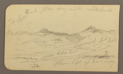 Dessin, paysage, maisons ; Verso : cime d