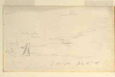 Dessin, Paysage avec moulin à vent, 29 juillet 1858 - Frederic Edwin Church