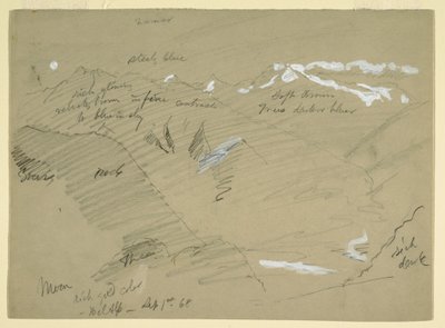 Dessin, Paysages des Alpes bernoises, près de Bel Alp, Suisse, septembre 1868 - Frederic Edwin Church