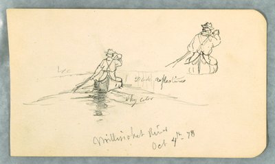 Dessin, homme pagayant un canoë sur la rivière Millinoket [sic], 4 octobre 1878 - Frederic Edwin Church