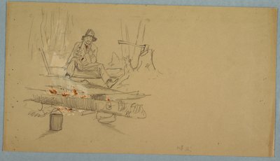 Dessin, Homme campant dans les bois, vers 1855 - Frederic Edwin Church