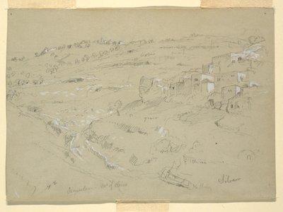 Dessin, Mont des Oliviers, Béthanie, Siloé et Jérusalem, Palestine [Béthanie et Silwan, Jérusalem-Est et Jérusalem, Israël], 7 et 10 février 1868 - Frederic Edwin Church