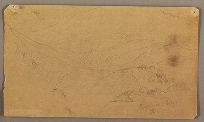 Dessin, paysage de montagne, Jamaïque, Antilles, juillet 1865 - Frederic Edwin Church