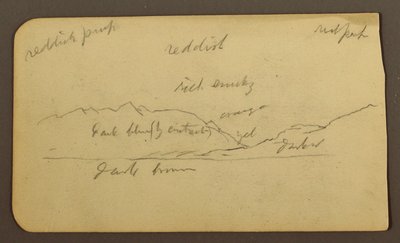 Dessin, paysage de montagne ; verso : inscriptions, 1885 - Frederic Edwin Church