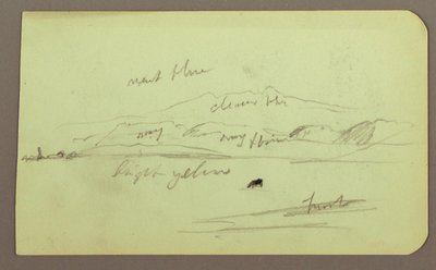 Dessin, paysage de montagne ; verso : personnage assis, montagne, 1883 - Frederic Edwin Church