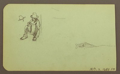 Dessin, paysage de montagne ; verso : personnage assis, montagne, 1883 - Frederic Edwin Church