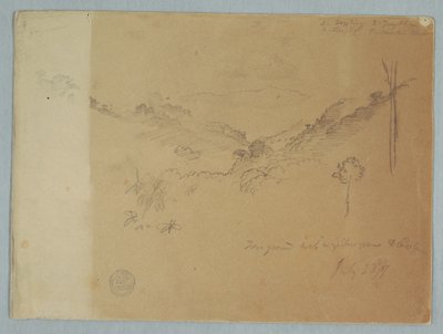 Dessin, paysage de montagne près de Jorje, Équateur, 23 juillet 1857 - Frederic Edwin Church