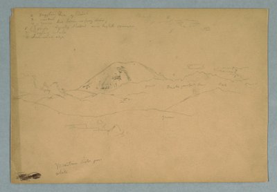 Dessin, pic montagneux, probablement le Chimborazo, s