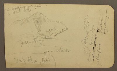 Dessin, montagne, Zapotlan ; verso : colline boisée, lac de Cuitzeo, janvier 1885 - Frederic Edwin Church
