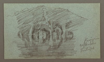 Dessin, Montagne et son reflet sur le lac, peut-être 1868 - Frederic Edwin Church