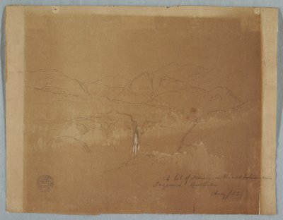 Dessin, Paysage montagneux avec une cascade, près de Tuquerres, Colombie, août 1853 - Frederic Edwin Church