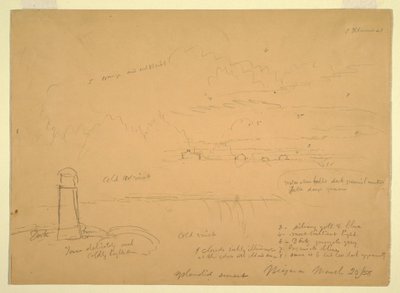 Dessin, chutes du Niagara, Terrapin Point, 20 mars 1856 - Frederic Edwin Church