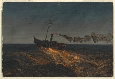 Dessin, bateau à aubes au crépuscule, vers 1853 - Frederic Edwin Church
