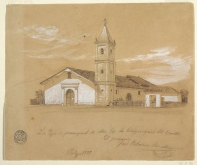 Dessin, église paroissiale de Notre-Dame de Chiquinquira del Cerrito, Chiquinquira, Colombie, juillet 1853 - Frederic Edwin Church