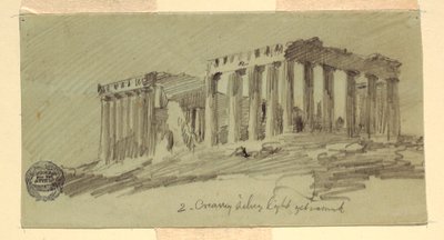 Dessin, Parthénon, Athènes vue du sud-est, avril 1869 - Frederic Edwin Church