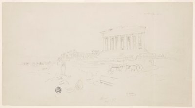 Dessin, Parthénon et Erectheion, Athènes, avril 1869 - Frederic Edwin Church