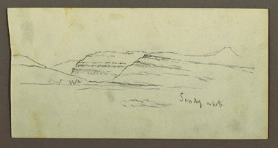 Dessin, plaine et chaîne de montagnes, peut-être 1868 - Frederic Edwin Church