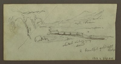 Dessin, plaine et chaîne de montagnes, peut-être 1868 - Frederic Edwin Church