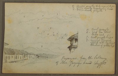 Dessin, Popayan, Colombie ; Verso : Paysage de montagne, Colombie, 9 août 1853 - Frederic Edwin Church