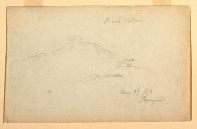 Dessin, Volcan Purese vu de Popayan, Colombie, 9 août 1853 - Frederic Edwin Church