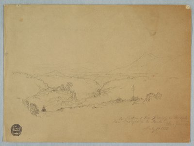 Dessin, Souvenir du paysage sur la route de Fusugasuga à Pandi, New Granda, Colombie, 11 juillet 1853 - Frederic Edwin Church