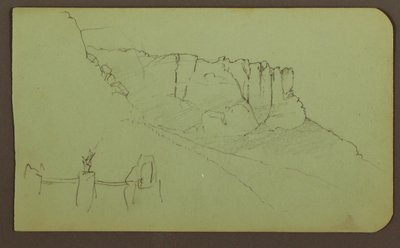 Dessin, paroi rocheuse, pilastre ; verso : paysage de montagne, figures, 1883 - Frederic Edwin Church