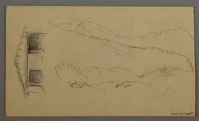 Dessin, toits, portes, pics montagneux, août 1868 - Frederic Edwin Church