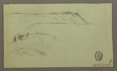 Dessin, ruines entourées de murs, tentes, études de deux figures, 28 avril 1868 - Frederic Edwin Church