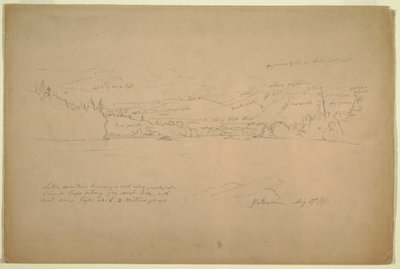 Dessin, rive du lac et contreforts du mont Katahdin, 29 août 1856 - Frederic Edwin Church
