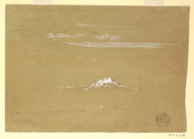 Dessin, Sincholagua, matin, depuis le temple du Soleil, Quito, 24 juin 1857 - Frederic Edwin Church