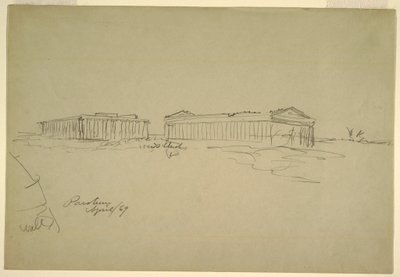 Dessin, Croquis, Paestum, Italie du Sud, avril 1869 - Frederic Edwin Church