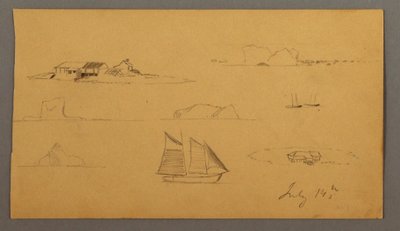 Dessin, Croquis du Labrador, peut-être 14 juillet 1859 - Frederic Edwin Church