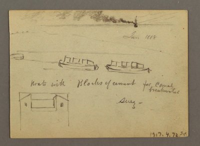Dessin, Croquis du Moyen-Orient, y compris le canal de Suez, janvier 1868 - Frederic Edwin Church