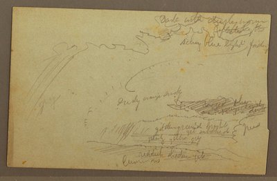 Dessin, étude du ciel, crêtes montagneuses, arc-en-ciel, années 1860 - Frederic Edwin Church