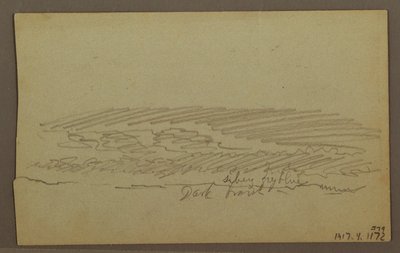 Dessin, étude du ciel, crêtes montagneuses, arc-en-ciel, années 1860 - Frederic Edwin Church