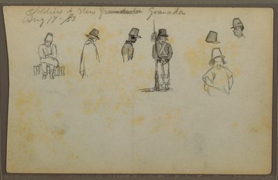 Dessin, soldats de la Nouvelle-Grenade, Colombie, 17 août 1853 - Frederic Edwin Church