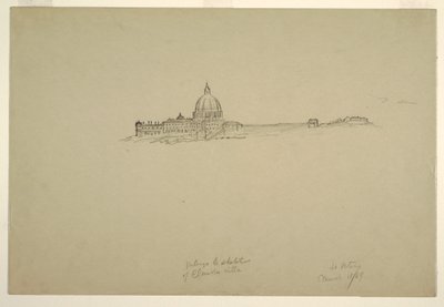 Dessin, Saint Peters et le palais du Vatican vus du nord-est, 18 mars 1869 - Frederic Edwin Church