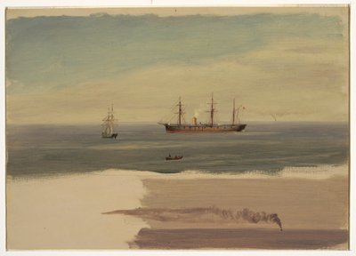 Dessin, bateau à vapeur et voilier, juillet 1859 - Frederic Edwin Church