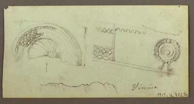 Dessin, bâtiment en pierre, hommes rassemblés sur le toit, 17 février, peut-être 1868 - Frederic Edwin Church