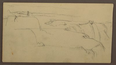 Dessin, Coucher de soleil sur la rive avec un bateau, 1858 - Frederic Edwin Church