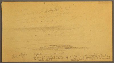 Dessin, Coucher de soleil sur les collines, 9 juillet 1866 - Frederic Edwin Church