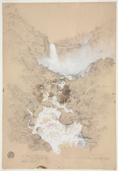 Dessin, chutes de Tequendama près de Bogota, Colombie, juillet 1853 - Frederic Edwin Church