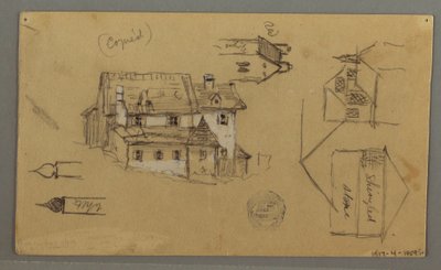Dessin, maison en bois, Sky, Autriche, 1er août 1868 - Frederic Edwin Church