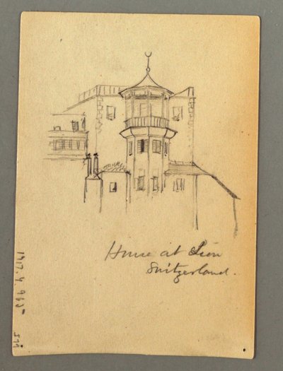 Dessin, Tour du château, Sion, peut-être 1868 - Frederic Edwin Church