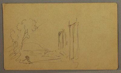 Dessin, Arbres, colonnes classiques, peut-être 1865-66 - Frederic Edwin Church