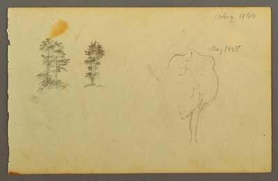 Dessin, arbres, vache, 1844 - Frederic Edwin Church
