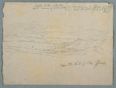 Dessin, Vue de la colline de San Juan, probablement en Colombie, 1853 - Frederic Edwin Church